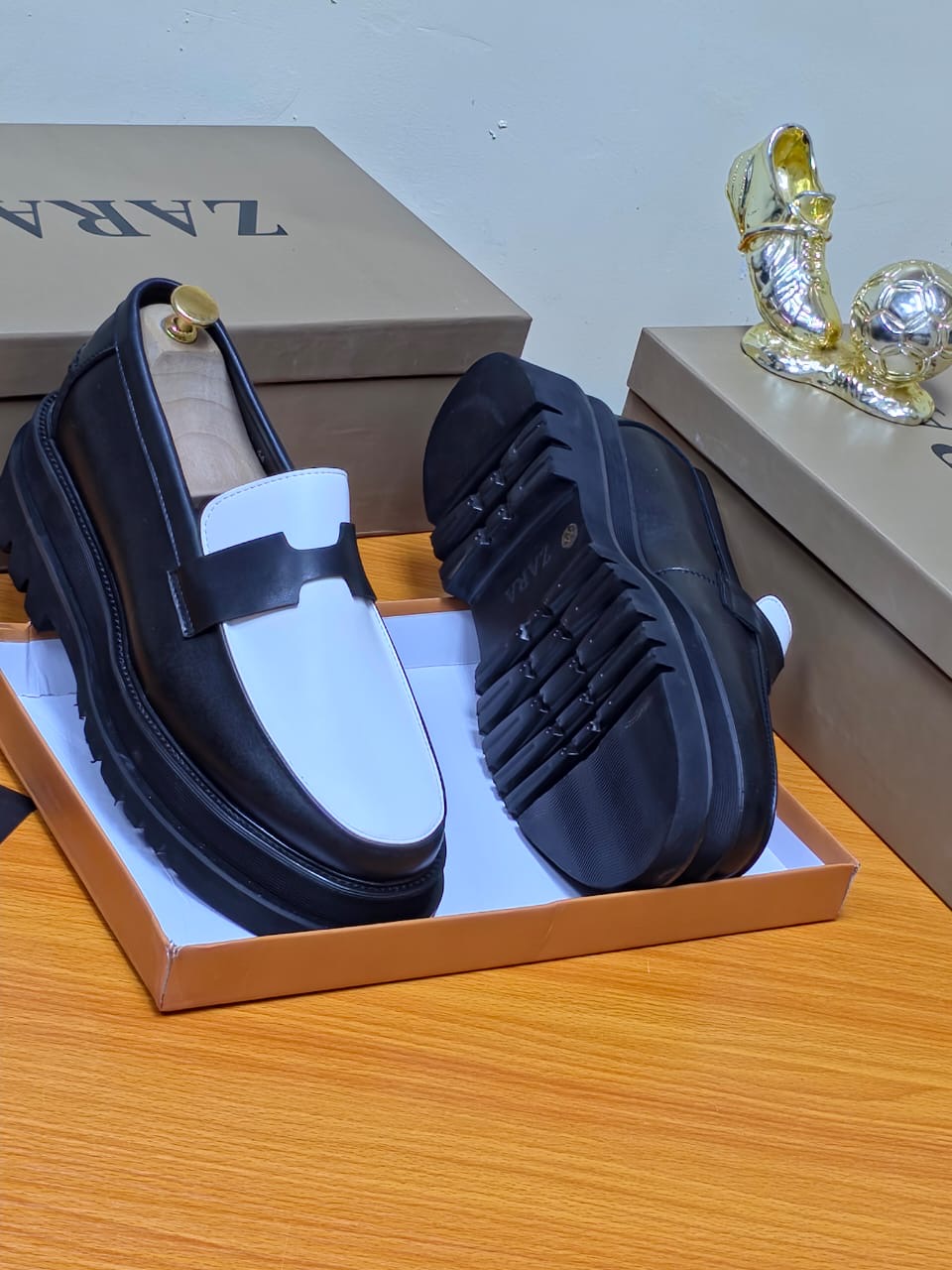 Zara Chunky Sole Loafers “Black & White”